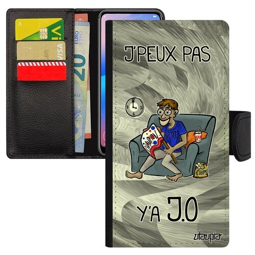 фото Защитный чехол книжка для мобильного // xiaomi mi 8 // "не могу - олимпийские игры!" прикольный принт, utaupia, серый