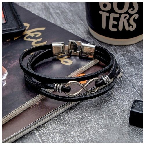 фото Браслет, металл, размер 23 см, черный, серебряный