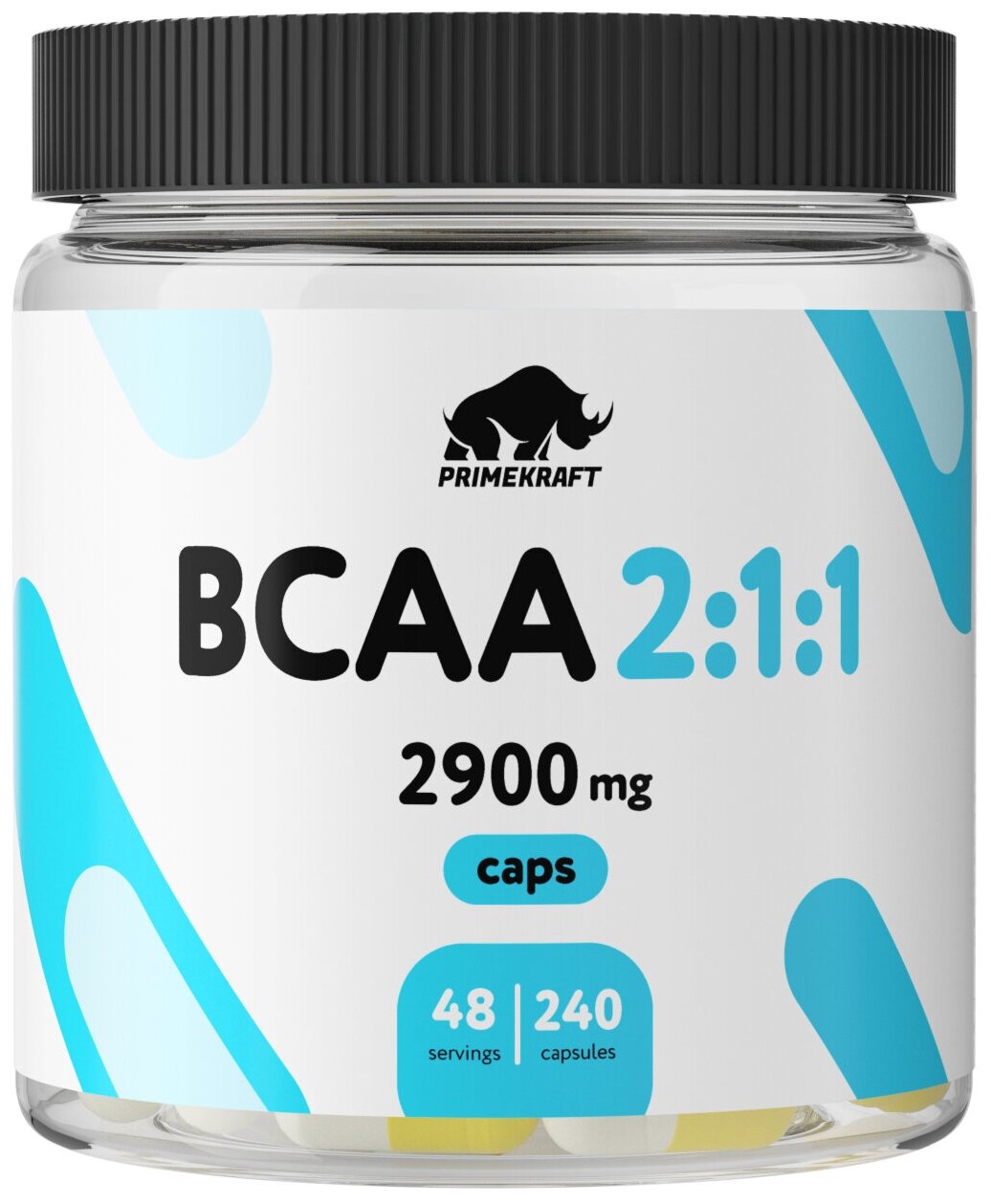 Аминокислоты PRIMEKRAFT BCAA 2:1:1 2900 mg (240 капсул, 48 порций) / БЦА в капсулах