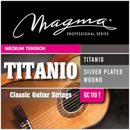 Струны для классической гитары Magma Strings GC110T, Серия: Titanio Nylon Silver Plated Wound, Обмотка: посеребрёная, Натяжение: Medium Tension.