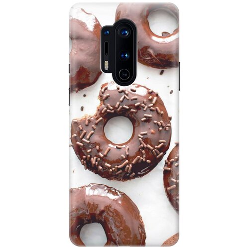 фото Силиконовый чехол на oneplus 8 pro / ванплюс 8 про с эффектом блеска "пончики в шоколадной глазури gosso