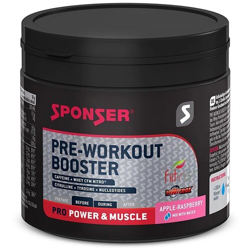 Предтреник SPONSER PRE WORKOUT BOOSTER 256 г, Яблочно-малиновый sponser pre workout booster яблоко малина 256г