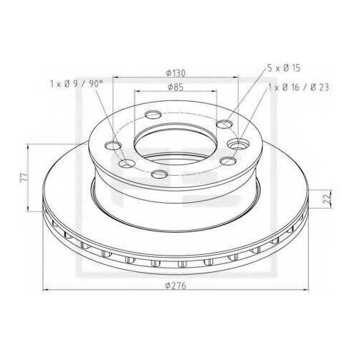PE AUTOMOTIVE 01629100A 016.291-00A_диск тормозной !вентилл 275/130x22/77 5n \Omn MB Sprinter BM901/902/903/904 1шт