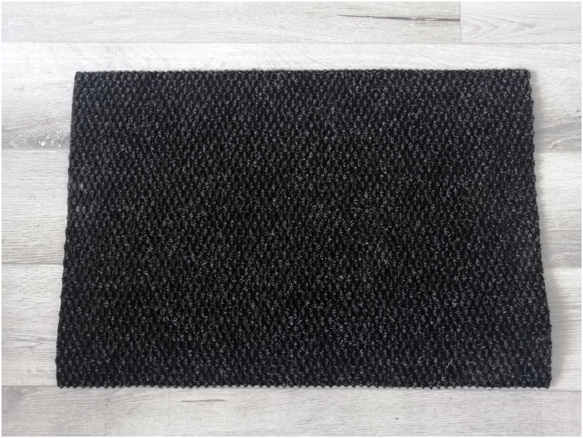 Износостойкий придверный ворсовый коврик на подложке 60х40 см темно-серого цвета - фотография № 2