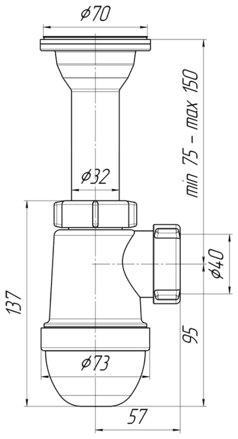 Сифон Ани 1. 1/2*40, литой выпуск - фотография № 2