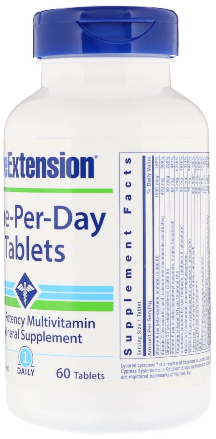 Капсулы Life Extension One-Per-Day Multivitamin, 300 мл, 60 шт.