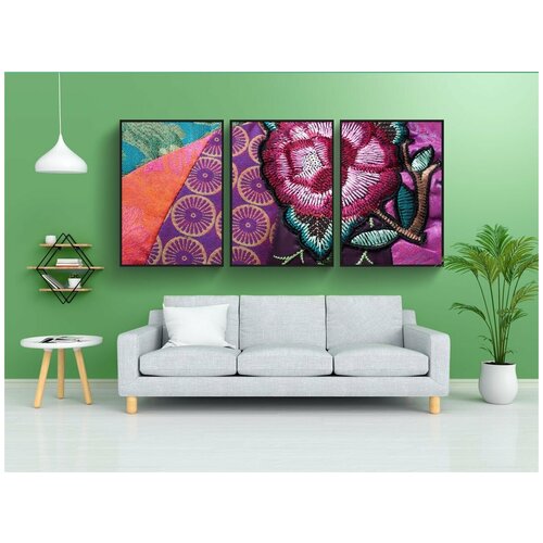 фото Набор модулных постеров для интерьера "салфетка, жаккардовый узор, жаккардовое плетение" 60x90 см. в тубусе, без рамки lotsprints