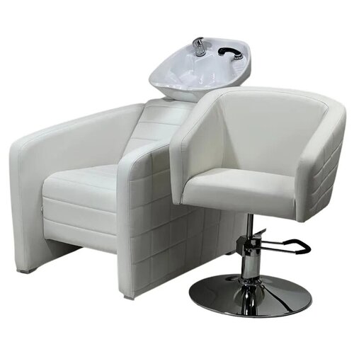 фото Парикмахерский комплект "грация new", белый, 1 кресло гидравлика диск, 1 мойка глубокая белая раковина салон и спа