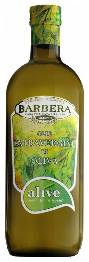 Масло оливковое Barbera нерафинированное Extra virgin Alive стекло 1,0 л, Италия
