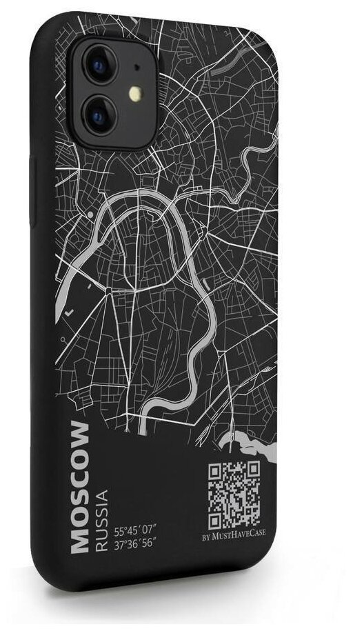 Черный силиконовый чехол MustHaveCase для iPhone 11 Карта Москвы для Айфон 11