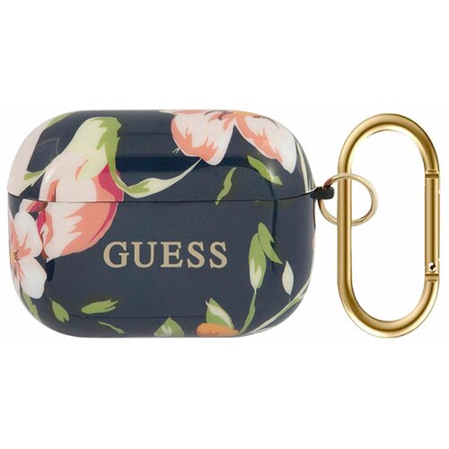 Чехол Guess для Airpods Pro TPU case with ring Flower N.3 Blue