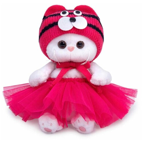 Мягкая игрушка Basik&Co Кошечка Ли-Ли Baby в шапке Тигренка малыш в розовом костюмчике с сердечком 28 см