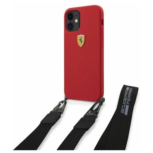 фото Ferrari для iphone 12 mini (5.4) чехол on- track liquid silicone strap & metal logo hard black