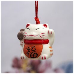 Сувенир КНР керамика колокольчик "Манеки-неко Счастье" 5х6,5х6 см