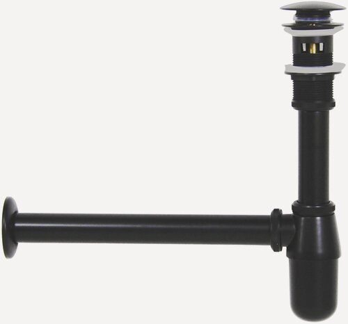 Изображение товара Сифон черный для раковины с донным клапаном AICITY КН046 с переливом