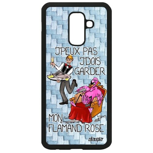 фото Защитный чехол на телефон // galaxy a6 plus 2018 // "не могу - у меня фламинго!" прикольный рисунок, utaupia, голубой