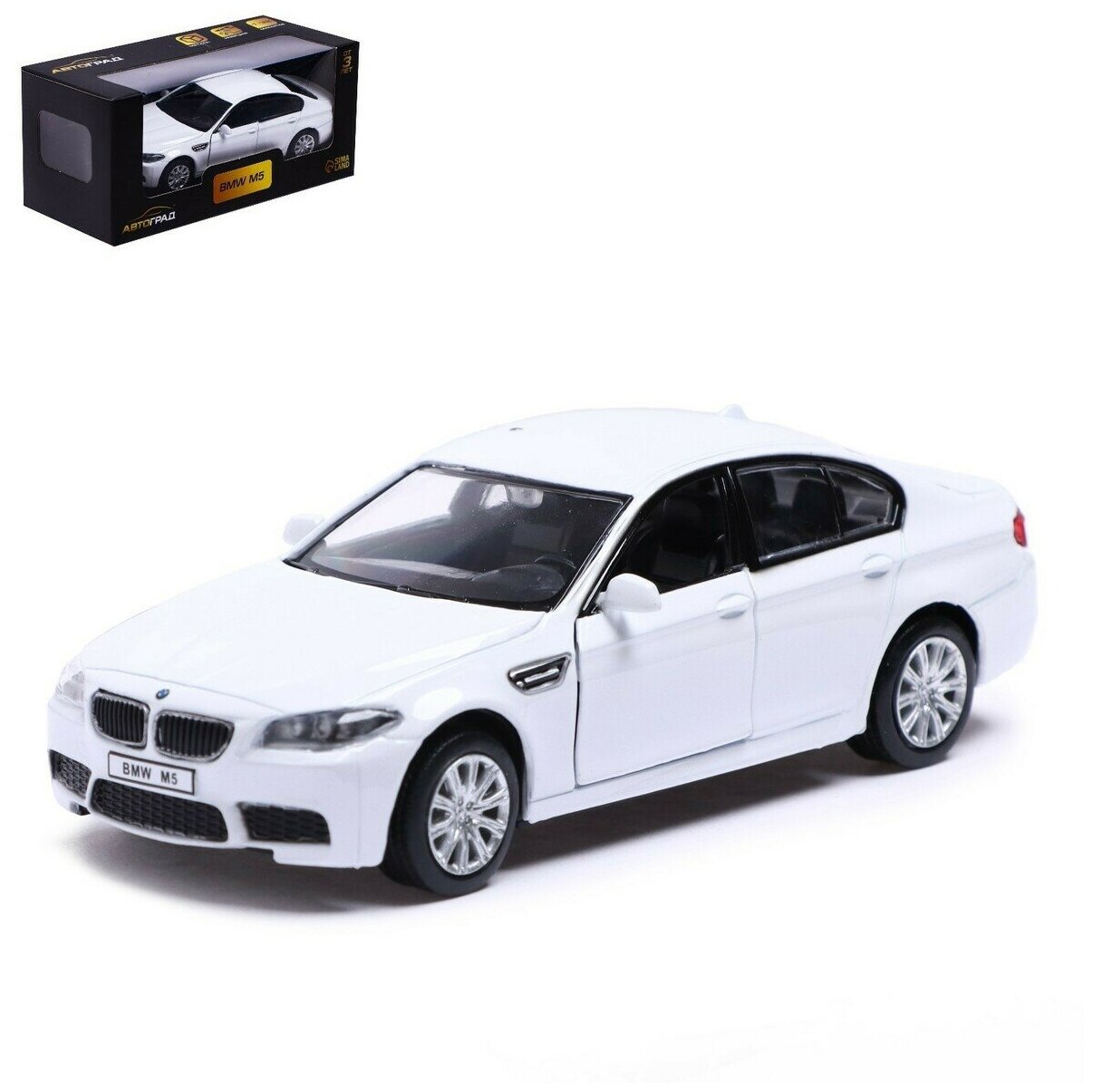 Машина инерционная Автоград металлическая BMW M5, 1:32, открываются двери, белый 554004