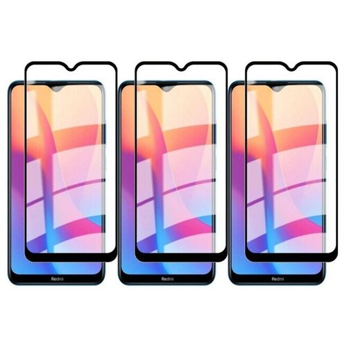 Набор 3 ШТ: Защитное стекло Eva для Xiaomi Redmi 9 / 9A (чёрное) Full Glue