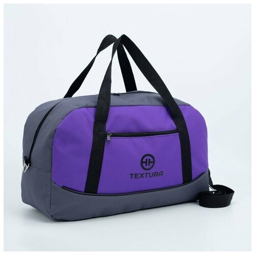 фото Сумка спортивная на молнии, без подкладки, наружный карман, цвет серый/сиреневый textura