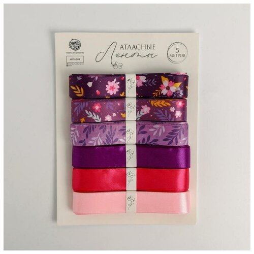 фото Набор атласных лент «цветы» 14 х 19 см, 6 шт. mikimarket