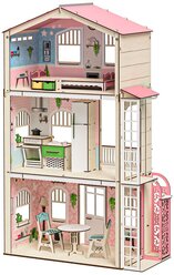 M-Wood кукольный домик Симфония с лифтом, MW-3023_2, розовый