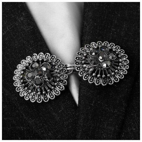 фото Зажим для кардигана queen fair, стразы, мультиколор, серый