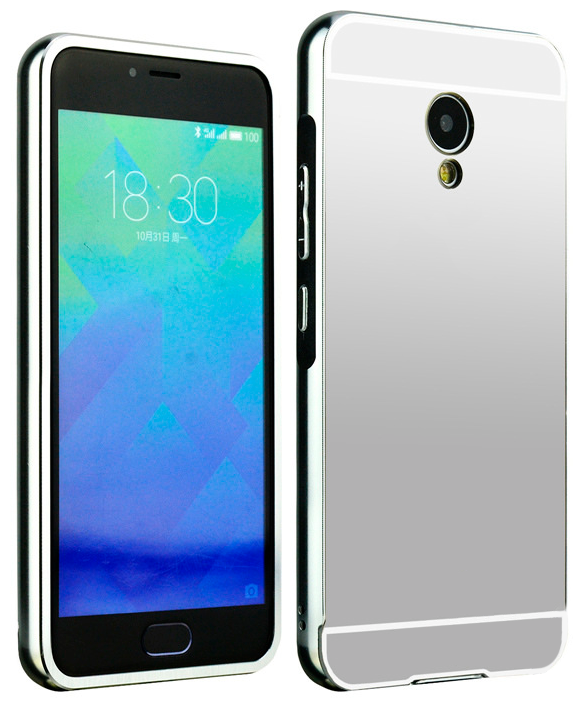 Чехол-бампер MyPads для Nokia Lumia 630 c алюминиевым металлическим бампером и поликарбонатной накладкой серебристый