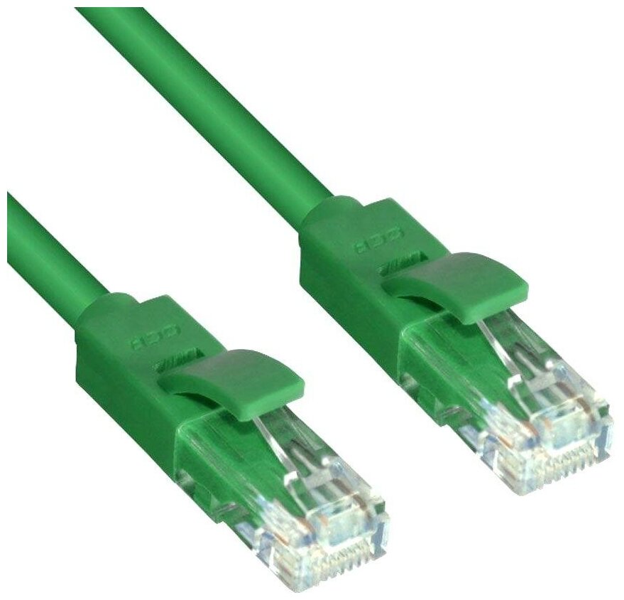 Greenconnect Патч-корд прямой 40.0m, UTP кат.5e, зеленый, позолоченные контакты, 24 AWG, литой, GCR-LNC05-40.0m, ethernet high speed 1 Гбит/с, RJ45, T568B Greenconnect RJ45(m) - RJ45(m) Cat. 5e U/UTP - фото №1