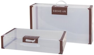 EL CASA набор из 2х коробок для хранения обуви Коричневая кайма 11.5 x 52 х 30 см коричневый/прозрачный