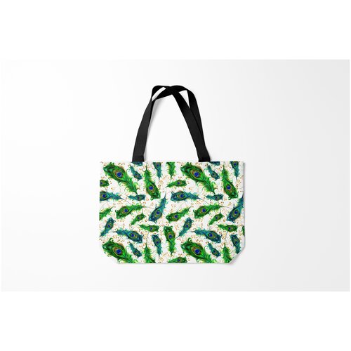 фото Сумка-шоппер / 46х35 см / популярные иллюстрации / перья павлиньи burnettie