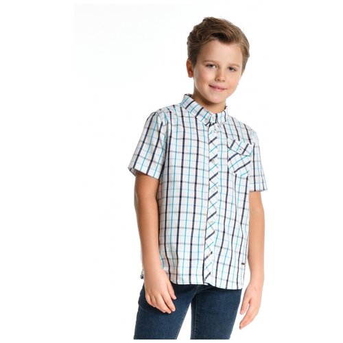 фото Рубашка для мальчиков mini maxi, модель 4704, цвет белый/серый, размер 98