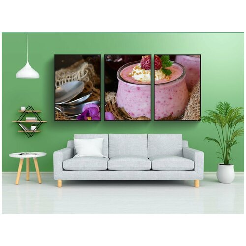 фото Набор модулных постеров для интерьера "кварк, творог обеденном малина, десерт" 60x90 см. в тубусе, без рамки lotsprints