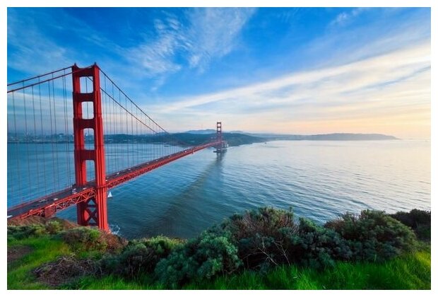 Постер на холсте Мост Золотые Ворота (The Golden Gate Bridge) №2 60см. x 40см.