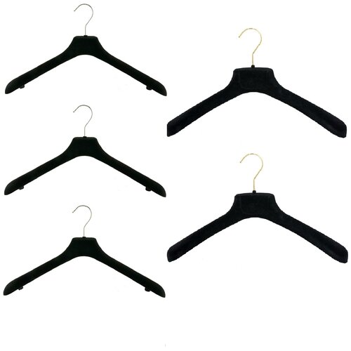 Вешалки Valexa флокированные бархатом набор (для верхней одежды ВМ-45 3 ШТ + для верхней одежды РМХ-45 2ШТ) черные