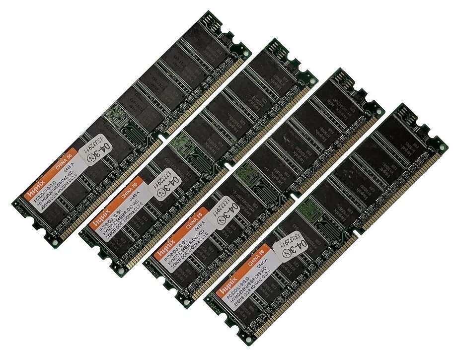 Б/у ОЗУ Dimm 1Gb PC-3200(400)DDR Hynix HYMD232646B8R-D43 WD (Kit 4x256Mb)