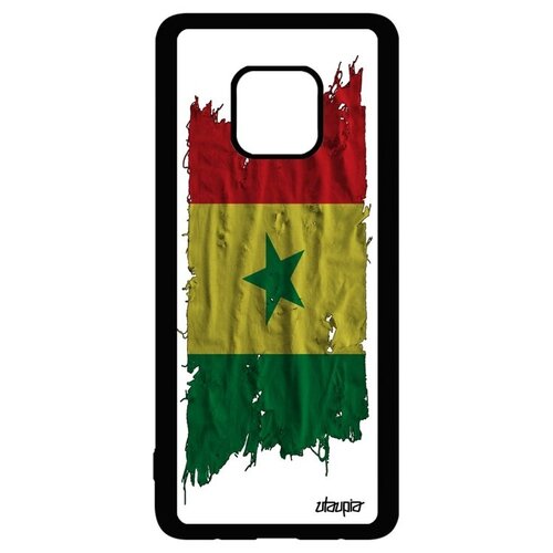 фото Дизайнерский чехол для смартфона // huawei mate 20 pro // "флаг сенегала на ткани" стиль страна, utaupia, белый