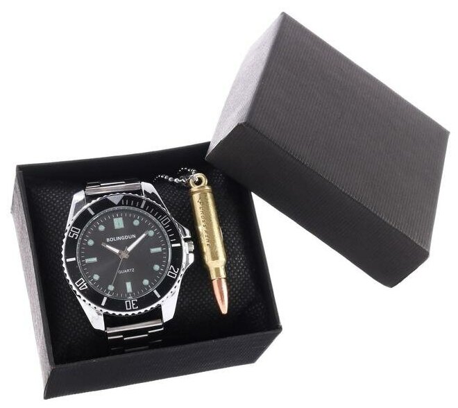 фото Мужской подарочный набор Bolingdun 2 в 1: наручные часы, кулон, d-4.6 см