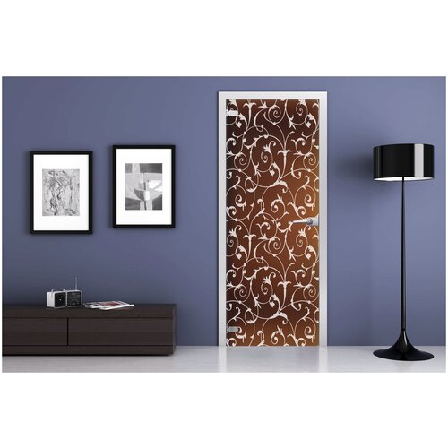 Межкомнатная стеклянная дверь MG17 бронза 2000x700 с фурнитурой classic и R-коробкой серебро