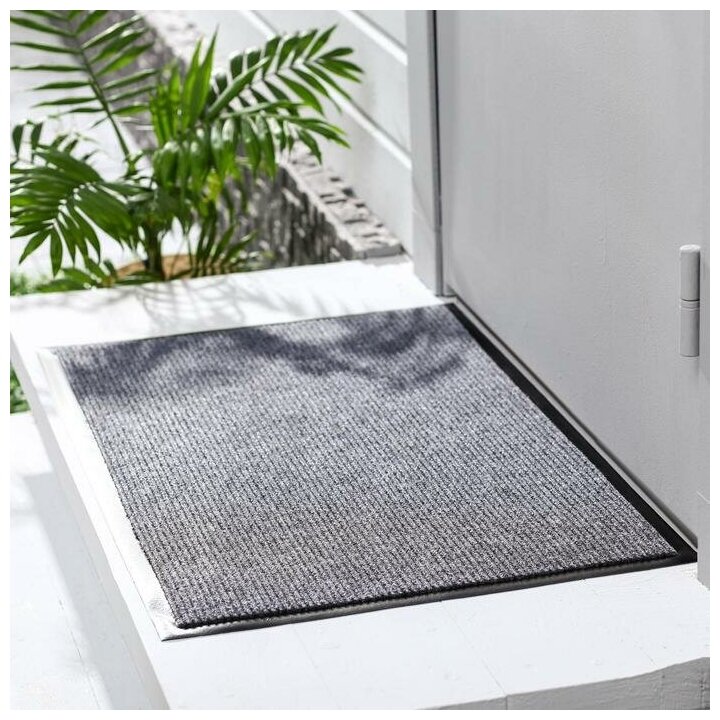 фото Коврик придверный влаговпитывающий, ребристый, «Комфорт», 40?60 см, цвет серый