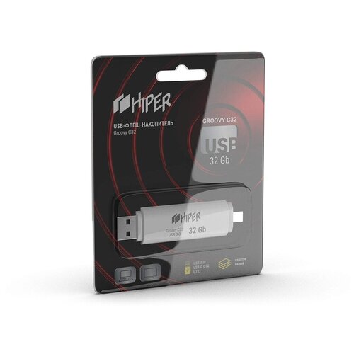 USB Flash Drive 32Gb - Hiper Groovy C HI-USBOTG32GBU787W твердотельный накопитель hiper 120gb hi ext120gz