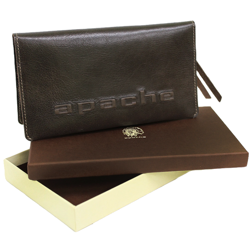 Портмоне Apache, фактура тиснение, коричневый портмоне cardcase buxton sr 44960 br коричневое