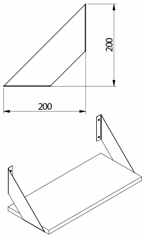 Полкодержатель FLAT, 200x200 мм, черный матовый GTV - фото №2