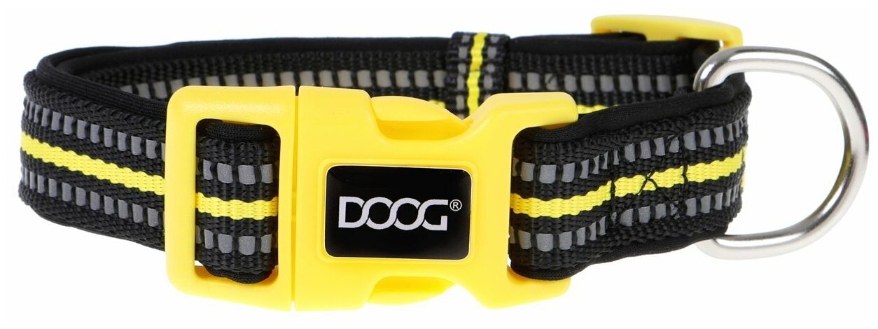 Ошейник для собак DOOG "NEON BOLT", чёрно-жёлтый, M, 32-46см (Австралия)