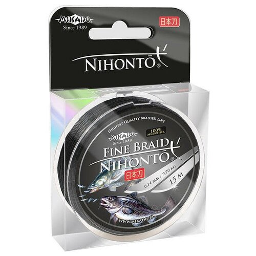 Mikado, Плетеный шнур Nihonto Fine Braid, 15м, 0.16, 12.50кг, Black