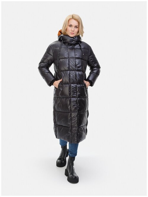 Пальто  MFIN зимнее, силуэт прямой, размер 42(52RU), фиолетовый