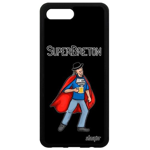 фото Противоударный чехол на телефон // honor 10 // "супербретонец" комичный супергерой, utaupia, черный