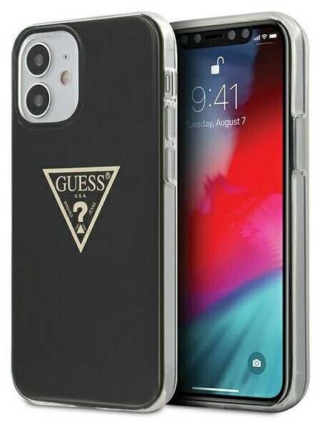 Чехол CG Mobile Guess PC/TPU Metallc effect Triangle logo Hard для iPhone 12 mini, цвет Черный (GUHCP12SPCUMPTBK)