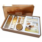 Подарочный набор из 4 средств с экстрактом муцина улитки и золотом DABO Repairing Snail Gold Skin Care 4 Set (Тонер, Эмульсия, Крем, Маски) - изображение