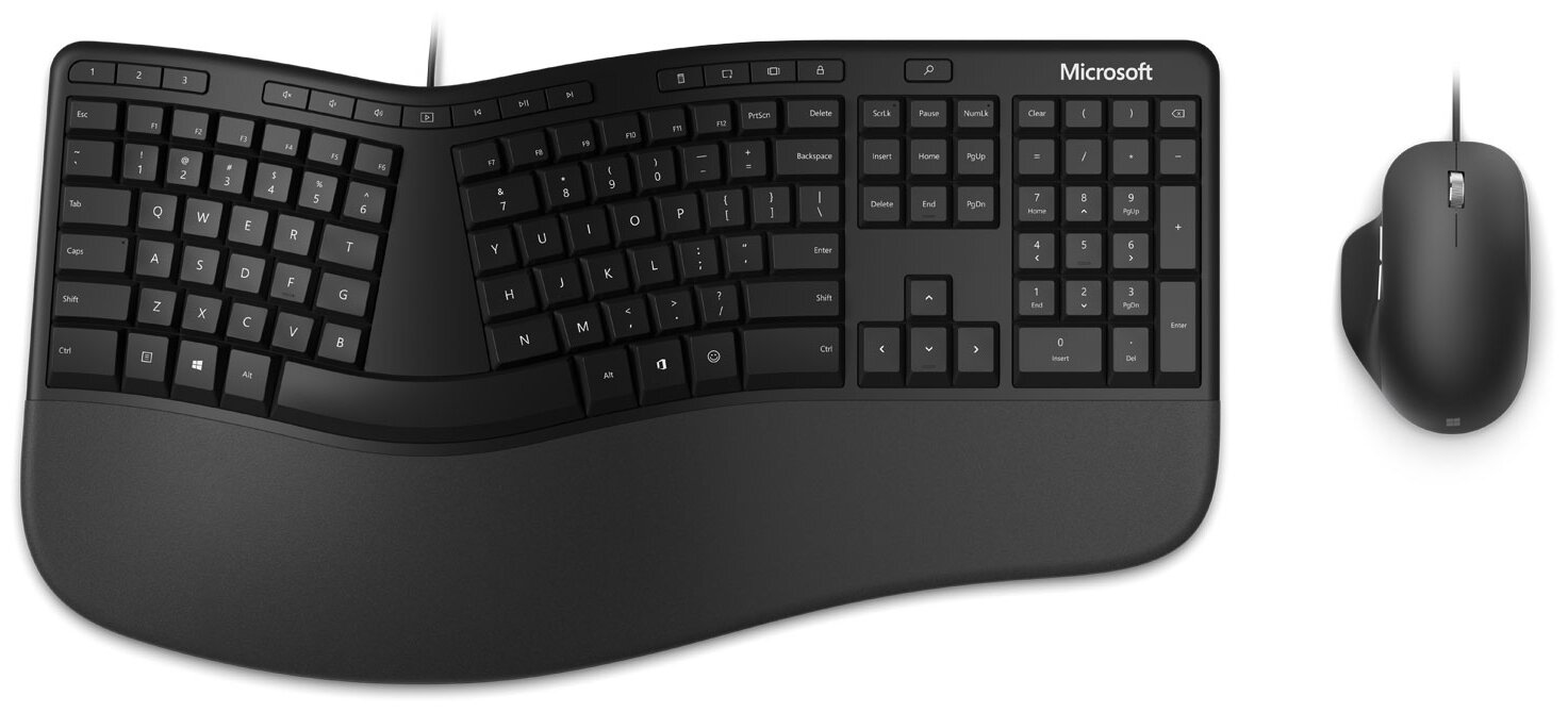 Комплект (клавиатура+мышь) Microsoft Ergonomic Keyboard  & Mouse, USB, проводной, черный [rju-00011]