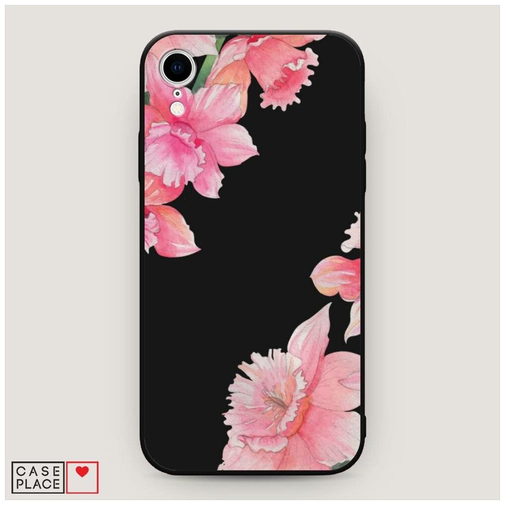 Матовый силиконовый чехол "Розовые цветочные уголки" на Apple iPhone XR (10R) / Айфон Икс Р